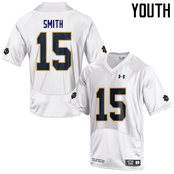 Youth #15 Cameron Smith Notre Dame Fighting Irish College Football Jerseys Sale-White - Click Image to Close
